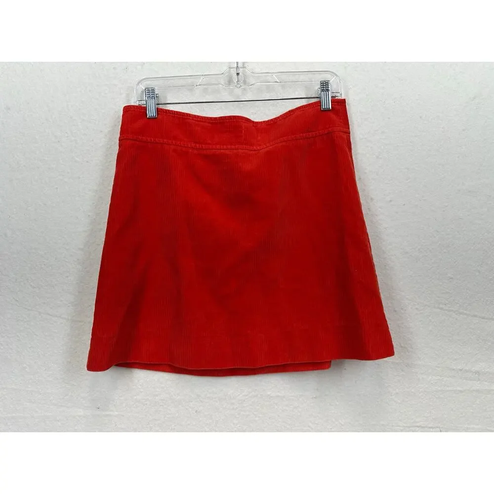 J. Crew Women's Corduroy Mini Skirt Red SZ 6 Preppy Casual